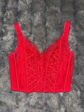 Victoria's Secret Red Lace Corset Bustier Top